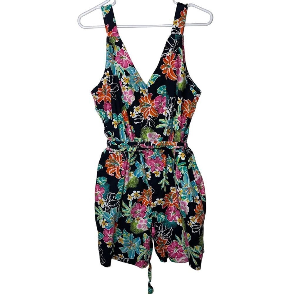 Vintage Womens Romper Size Medium Multicolor Floral V Neck Pure Cotton